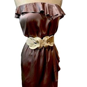 Revolve 100% Silk Amanda Uprichard Strapless Dress Size L, NWT